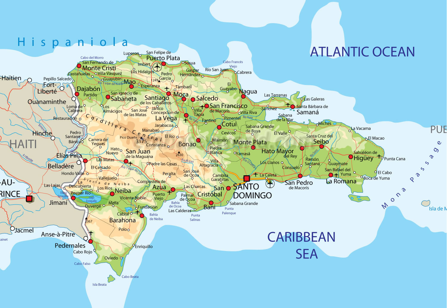 Domenekanische Republik Touristische Karte