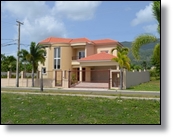 a stately home with modern design in gated community