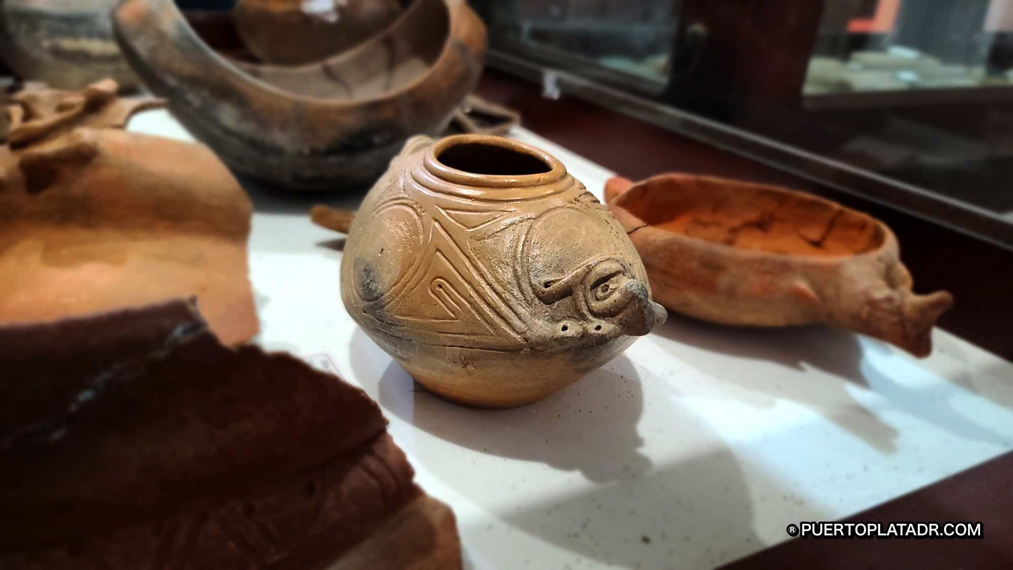 Taino pottery at the Cesar Estrella Museum in Guananico, Puerto Plata.