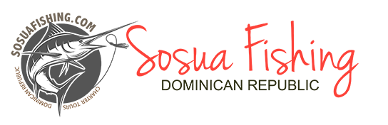 The logo for Sosua Fishing depicts a jumping marlin hooked on the line.