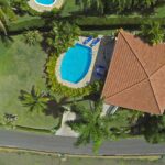 Aerial view of the 2 Bedroom Villa Sosua pool and garden